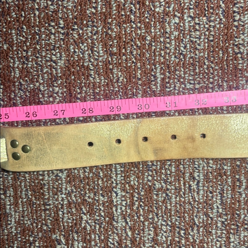 Mixit Tan Leather Belt with Gold Buckle gold metallic braided leather western - Picture 11 of 14